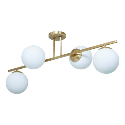 Plafon 4 Luces Barral Elyn De-cor Dorado Con Globo Opal E27