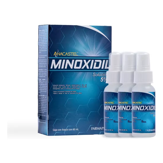 3 Piezas De Minoxidil 5% Anacastel