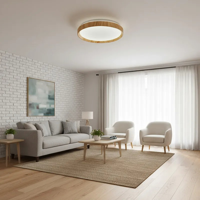 Aplique Plafon Bore Led Madera Control Remoto Dimerizable Vk