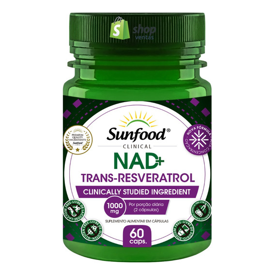 Nad + Trans Resveratrol - 60 Cápsulas Sunfood