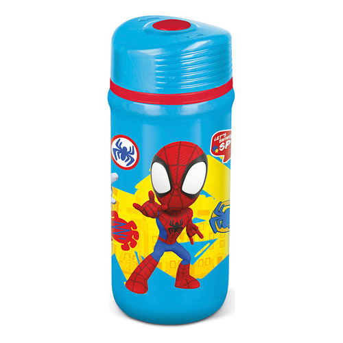 Botella Plástica Spiderman Twister 390 Ml Color Celeste