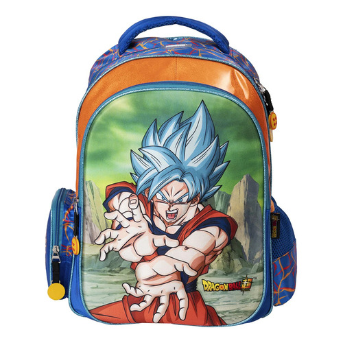 Mochila Dragon Ball Escolar Para Niño Acabado 3d Goku Ssj Blue Color Azul Diseño de la tela Liso