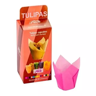 Tulipas Molde Papel Para Muffin Cupcake Pirotin Caja X50 Uni