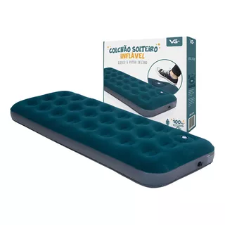 Colchão Inflável Solteiro Airbed Bomba Manual Interna Vg+ Cor Verde