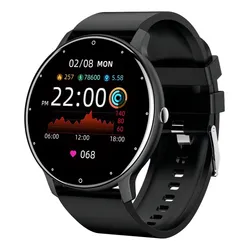 Smartwatch Genérico ZL02, Pantalla TFT táctil, Correa Deportiva Silicona Negra, Bluetooth, IP67