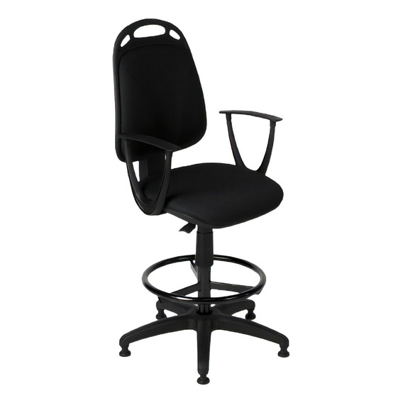 Silla de escritorio de Outlet Diva cajera con apoyabrazos y sin ruedas ergonómica  negra con tapizado de tela marathon
