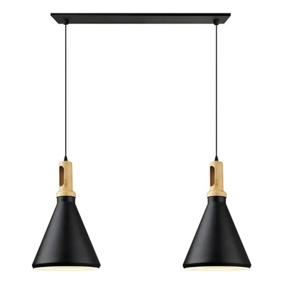 Colgante 2 Luces Siena 1 Negro Apto Led E27 Deco Luz Desing Negro