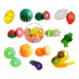 Brinquedo Frutinhas Cortes Velkro Divertidos Kit C/10 Pçs