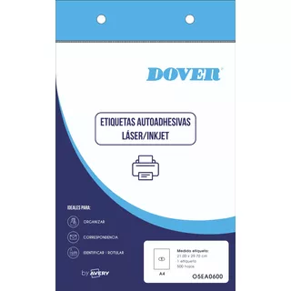 Etiquetas Imprimibles Blancas A4 Dover Pack X500