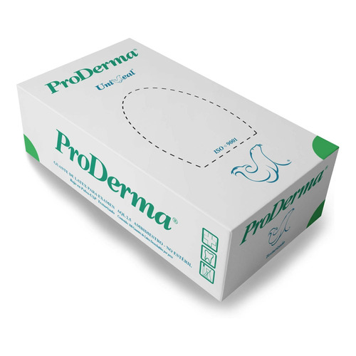 Guantes descartables antideslizantes UniSeal ProDerma color blanco talle S de látex con polvo en pack de 20 x 100 unidades