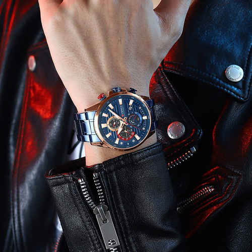 Relojes De Cuarzo Inoxidable Cronógrafo Curren Para Hombre Color del fondo Rose Blue
