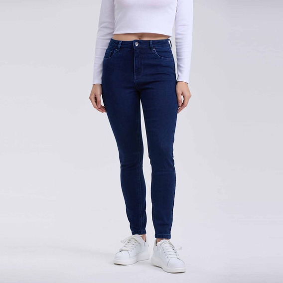 Jeans Mujer Skinny Con Polar Azul Oscuro Fashion's Park