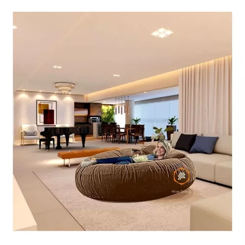 Cama grande de gamuza doble de 120 x 50 cm con acolchado marrón para sala  de estar