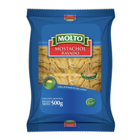 Fideos Molto Mostachol Rayado 500  Gramos