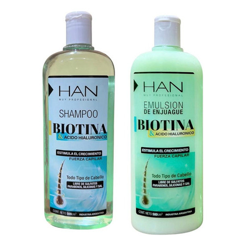 Han Shampoo +enjuague  Biotina & Acido Hialuronico X500ml