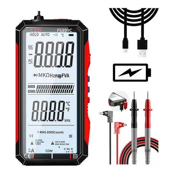 Multímetro De 6000 Cuentas Con Pantalla Digital Lcd 4.8