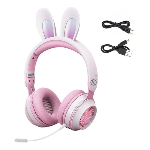 Auriculares Xinua Bunny Brush X-BB blanco y rosa