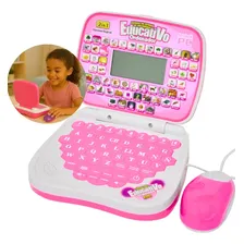 Laptop Infantil Brinquedo Educativo Interativo Inglês Atacarejo Kids Notebook De Brinquedo Com Mouse Bilingue Rosa