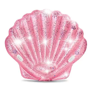 Almeja Concha Rosa Inflable Alberca Glitter Playa Intex