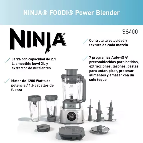 Sistema de cocina Ninja SS400, licuadora, extractor, 2 vasos Plateado