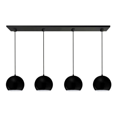 Colgante 4 Luces Bocha 15cm Negro Apto Led E27 Deco Moderno