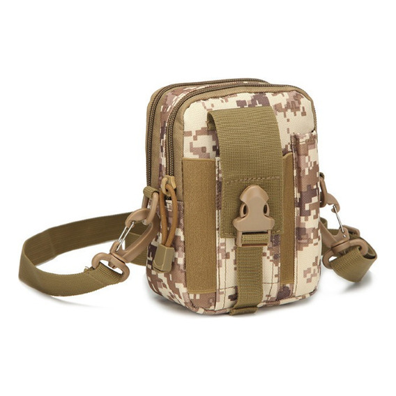 Pouch Estuche Molle Edc Cinturón Riñonera Porta Celular Color Cuadrille Marrón