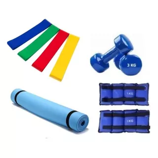 Kit Set Ejercicio Entrenamiento Pesa Banda Mancuerna 3 Kilos