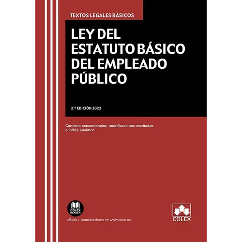 Ley Del Estatuto Basico Del Empleado Publico 2ãâªed 2022, De Aa.vv. Editorial Colex, Tapa Blanda En Español