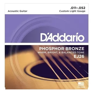 Cuerdas Daddario Ej26 Guitarra Acústica 11-52 Phosphor B