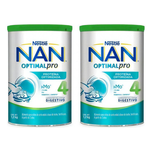 Formula Infantil Nan 4 Optimalpro - 1.2 Kg 2 Latas Sabor Natural