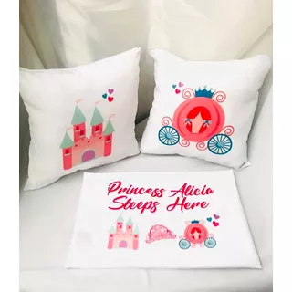 Funda Para Almohada + 2 Cojines Personalizados Para Niñas