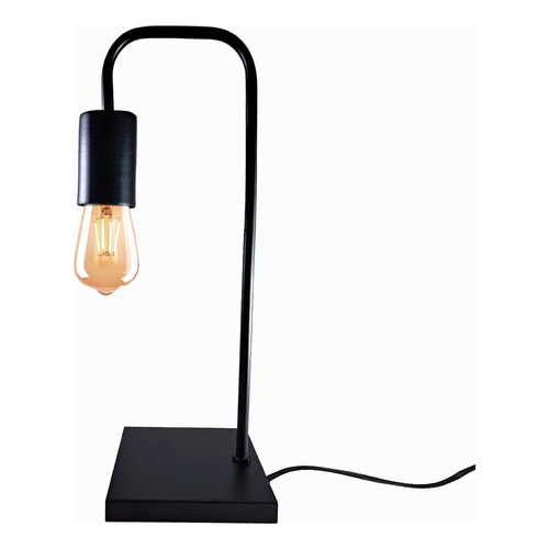 Lampara Velador Nórdico Industrial Negro / Blanco Apto Led