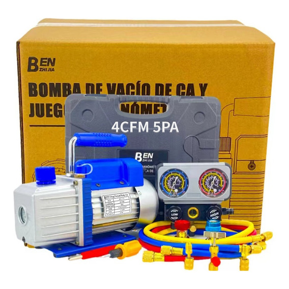 Bomba De Vacío Benzhijia 4cfm 1/3hp 110v + Kit De Manómetro