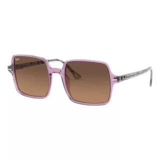 Óculos De Sol Ray-ban I-shape Square Ii Standard Armação De Acetato Cor Gloss Transparent Violet, Lente Brown Degradada, Haste Grey Havana De Acetato - Rb1973