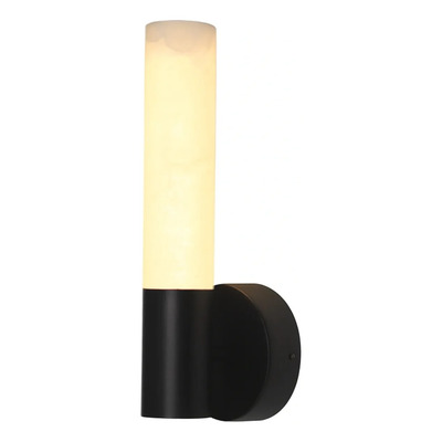 Aplique Pared Lira Alabastro Negro Led 8w Luz Desing Cálido