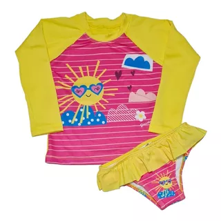 Biquini Infantil E Blusa Uv Proteção Solar Menina Prsonagens