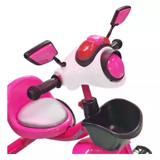 Triciclo Infantil Niños De Metal Con Canasto, Luz Y Sonido Color Rosado