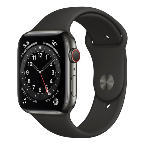 Apple Watch  Series 6 (GPS+Cellular) - Caja de  acero inoxidable grafito de 44 mm - Correa deportiva negro