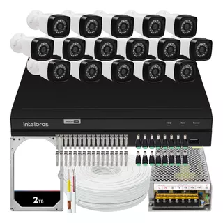 Kit Cftv 16 Cameras Full Hd 2mp Dvr Intelbras Mhdx 1216 2tb