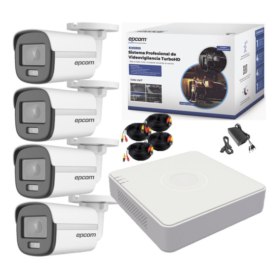 Kit Videovigilancia 4 Camaras Metalicas Colorvu Dvr 2mp Cctv