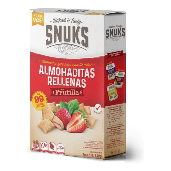 Almohaditas Rellenas De Frutilla Snuks Sin Tacc 240 Gr