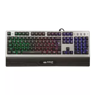 Teclado Gamer Knup Pro Kp-2040 Qwerty Português Brasil Cor Prata E Preto Com Luz 4 Cores