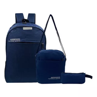 Kit Mochila Notebook Executiva + Shoulder Bag + Necessarie Cor Azul