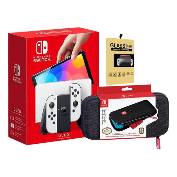 Nintendo Switch Oled Blanco + Estuche Negro + Mica 