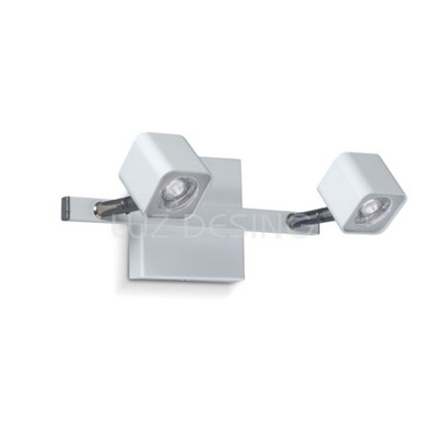 Plafon 2 Luces Cubo Spot Móvil Led Blanco Diseño Pal