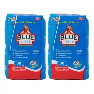 Tapete Higiênico Para Pet Blue Premium Kit 2 Pacotes = 60 Un