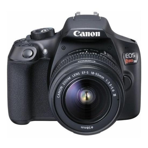  Canon EOS Rebel T6 Premium Kit DSLR color  negro