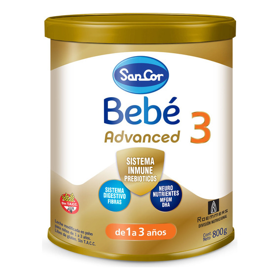 Leche En Polvo Sancor Bebe Advanced Etapa 3 Lata X 800 G