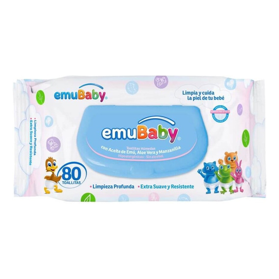 Toallitas Húmedas Emuwipes Premium 80 Un Con Tapa Emubaby