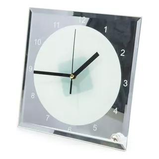 Reloj De Vidrio Cuadrado Con Espejo 20x20 Cm De Sublimación